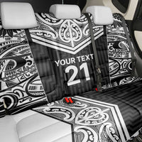 New Zealand Black Fern Custom Back Car Seat Cover Maori Tukutuku Black-white Motif LT9 - Polynesian Pride