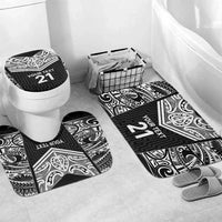 New Zealand Black Fern Custom Bathroom Set Maori Tukutuku Black-white Motif LT9 Mat Set Only (3 pcs) One Size White - Polynesian Pride