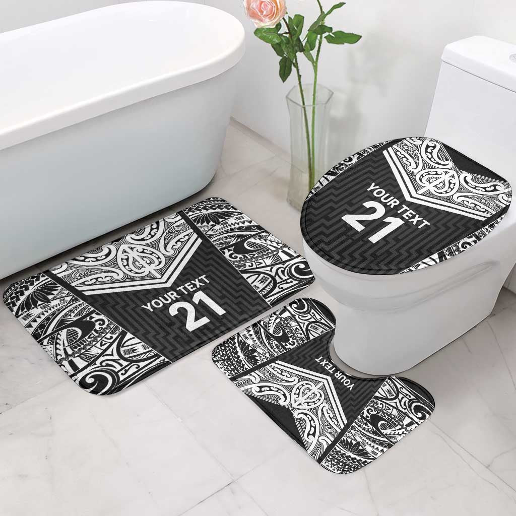 New Zealand Black Fern Custom Bathroom Set Maori Tukutuku Black-white Motif LT9 - Polynesian Pride
