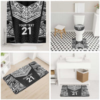 New Zealand Black Fern Custom Bathroom Set Maori Tukutuku Black-white Motif LT9 - Polynesian Pride