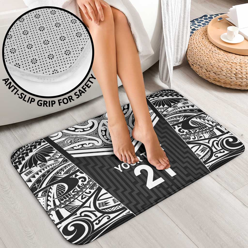 New Zealand Black Fern Custom Bathroom Set Maori Tukutuku Black-white Motif LT9 - Polynesian Pride