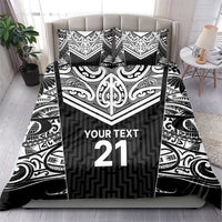 New Zealand Black Fern Custom Bedding Set Maori Tukutuku Black-white Motif LT9 - Polynesian Pride
