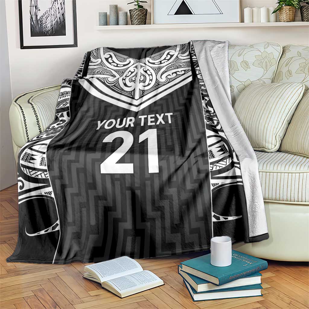 New Zealand Black Fern Custom Blanket Maori Tukutuku Black-white Motif LT9 White - Polynesian Pride