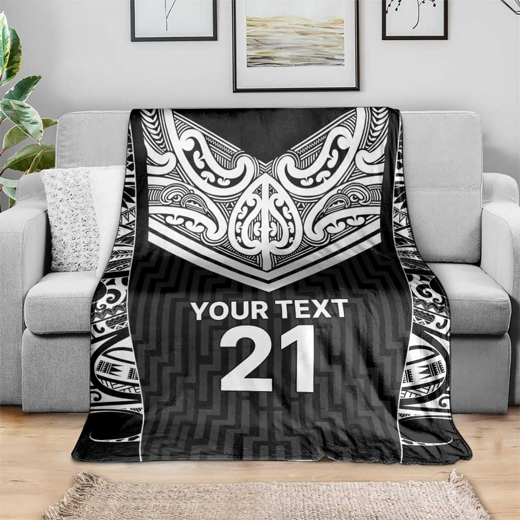 New Zealand Black Fern Custom Blanket Maori Tukutuku Black-white Motif LT9 - Polynesian Pride