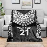 New Zealand Black Fern Custom Blanket Maori Tukutuku Black-white Motif LT9 - Polynesian Pride