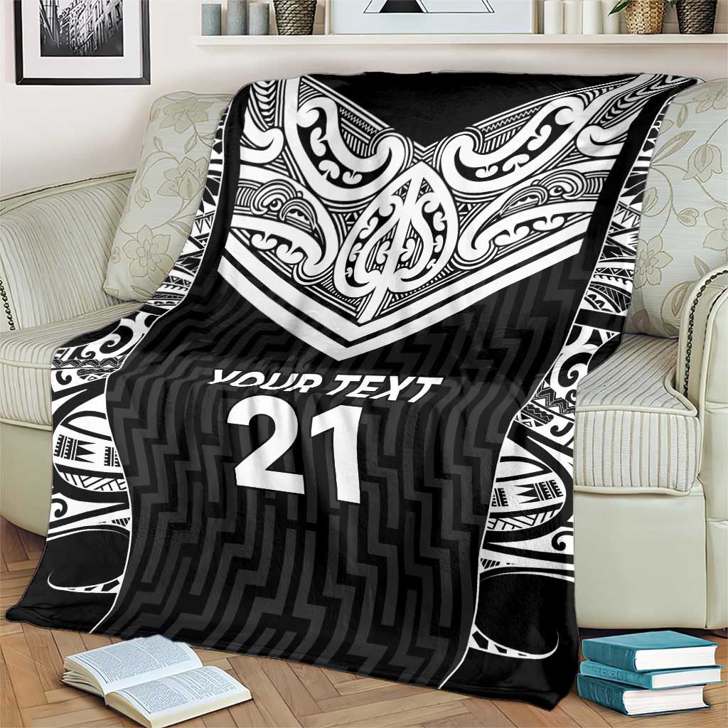New Zealand Black Fern Custom Blanket Maori Tukutuku Black-white Motif LT9 - Polynesian Pride