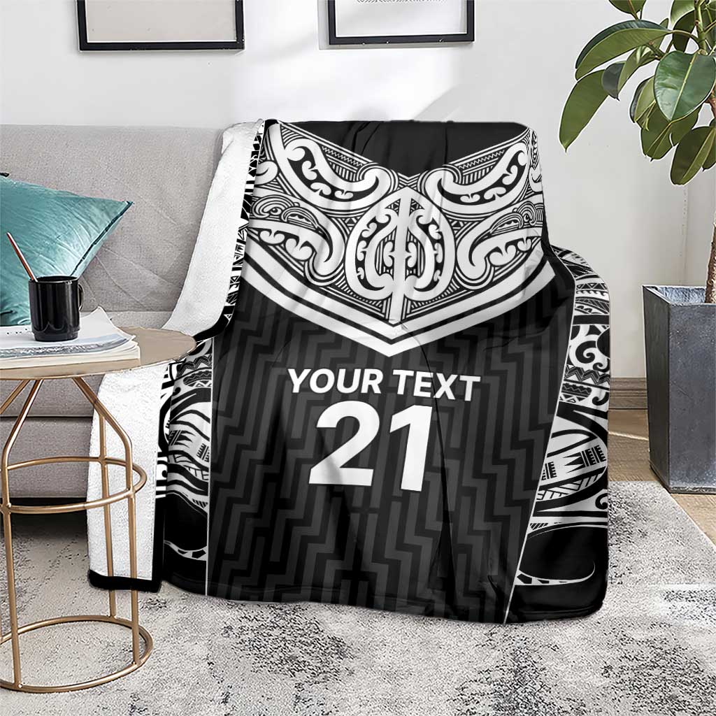 New Zealand Black Fern Custom Blanket Maori Tukutuku Black-white Motif LT9 - Polynesian Pride