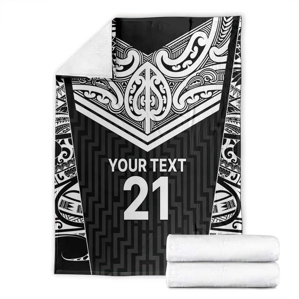 New Zealand Black Fern Custom Blanket Maori Tukutuku Black-white Motif LT9 - Polynesian Pride
