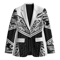 New Zealand Black Fern Custom Blazer Maori Tukutuku Black-white Motif LT9 Unisex White - Polynesian Pride