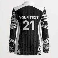 New Zealand Black Fern Custom Blazer Maori Tukutuku Black-white Motif LT9 - Polynesian Pride
