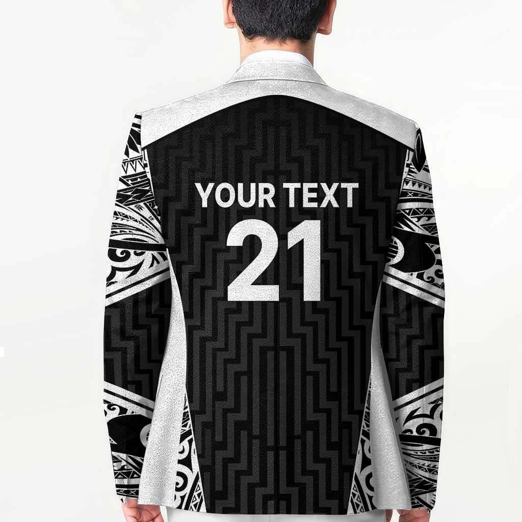 New Zealand Black Fern Custom Blazer Maori Tukutuku Black-white Motif LT9 - Polynesian Pride