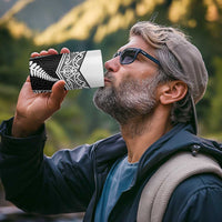 New Zealand Black Fern Custom 4 in 1 Can Cooler Tumbler Maori Tukutuku Black-white Motif LT9 - Polynesian Pride