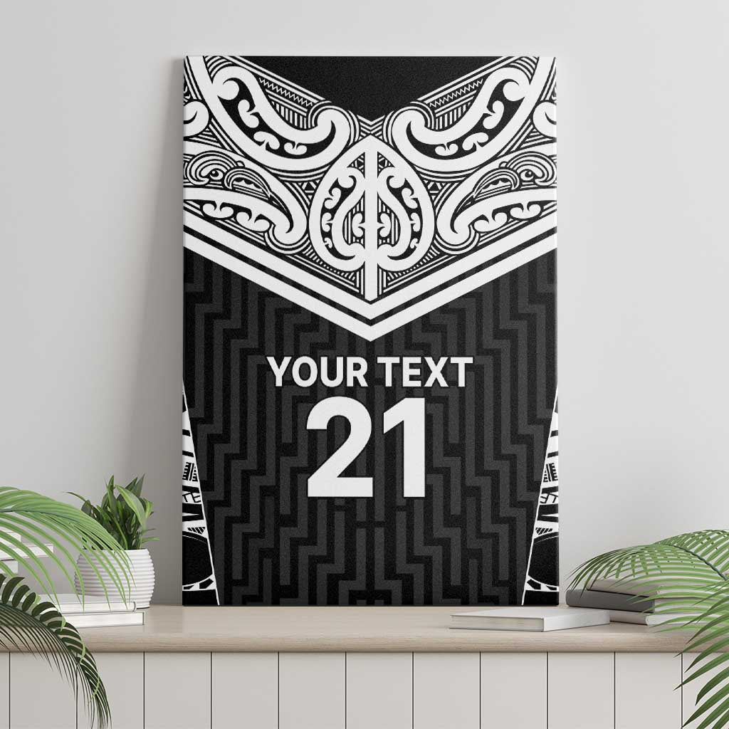 New Zealand Black Fern Custom Canvas Wall Art Maori Tukutuku Black-white Motif LT9 - Polynesian Pride