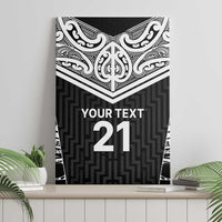New Zealand Black Fern Custom Canvas Wall Art Maori Tukutuku Black-white Motif LT9 - Polynesian Pride