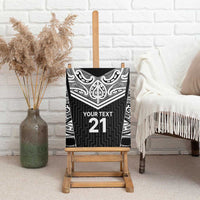 New Zealand Black Fern Custom Canvas Wall Art Maori Tukutuku Black-white Motif LT9 - Polynesian Pride