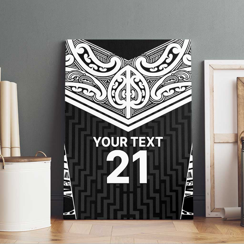 New Zealand Black Fern Custom Canvas Wall Art Maori Tukutuku Black-white Motif LT9 - Polynesian Pride