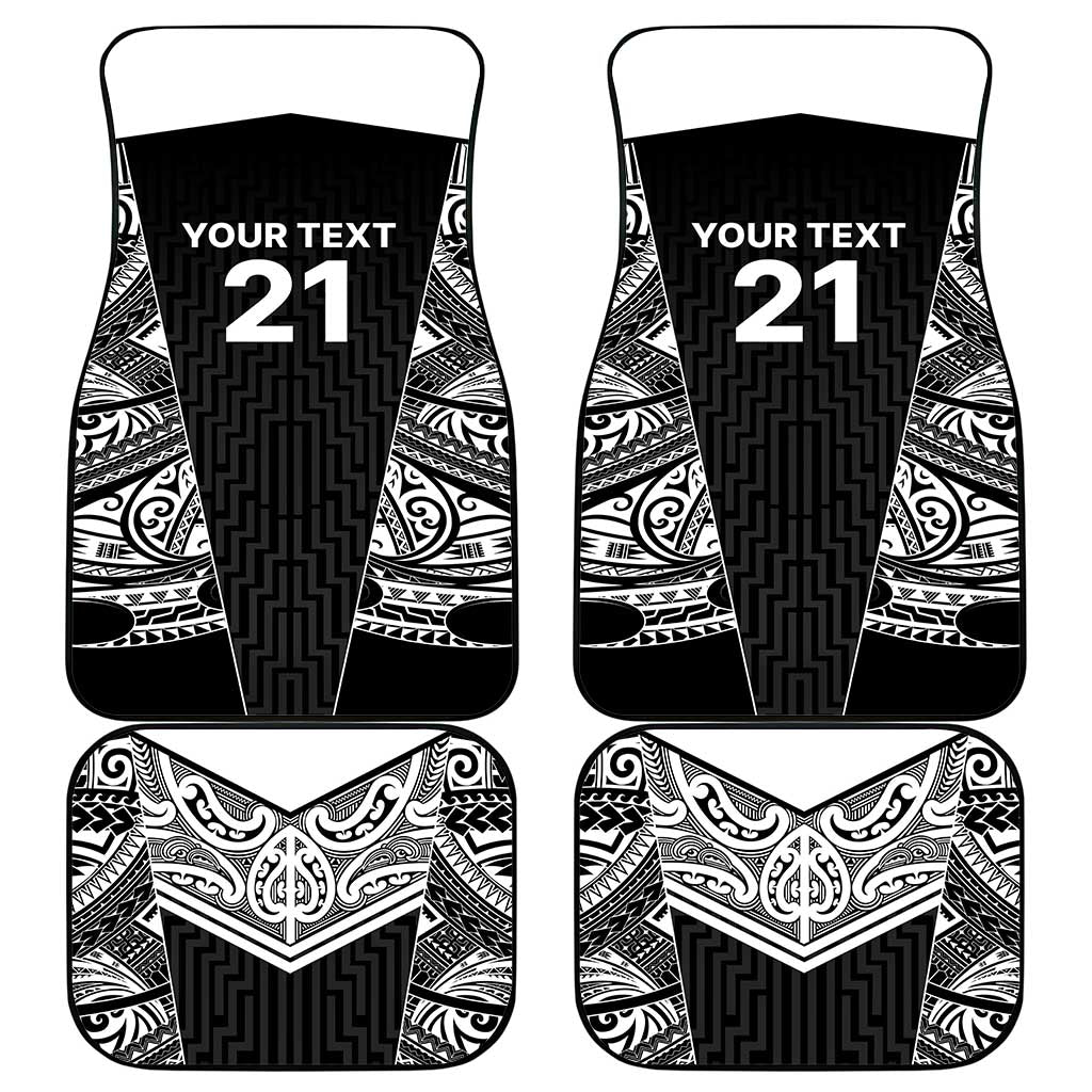 New Zealand Black Fern Custom Car Mats Maori Tukutuku Black-white Motif LT9 - Polynesian Pride