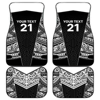 New Zealand Black Fern Custom Car Mats Maori Tukutuku Black-white Motif LT9 - Polynesian Pride