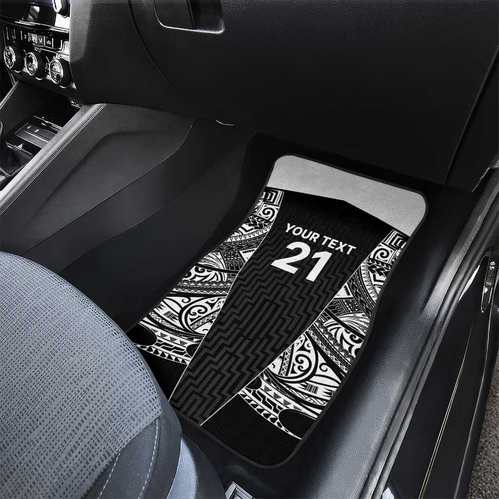 New Zealand Black Fern Custom Car Mats Maori Tukutuku Black-white Motif LT9 - Polynesian Pride