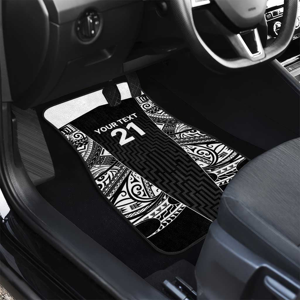 New Zealand Black Fern Custom Car Mats Maori Tukutuku Black-white Motif LT9 - Polynesian Pride
