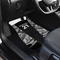 New Zealand Black Fern Custom Car Mats Maori Tukutuku Black-white Motif LT9 - Polynesian Pride