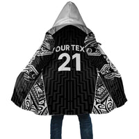 New Zealand Black Fern Custom Cloak Maori Tukutuku Black-white Motif LT9 Unisex White - Polynesian Pride