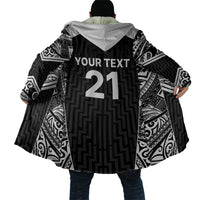 New Zealand Black Fern Custom Cloak Maori Tukutuku Black-white Motif LT9 - Polynesian Pride