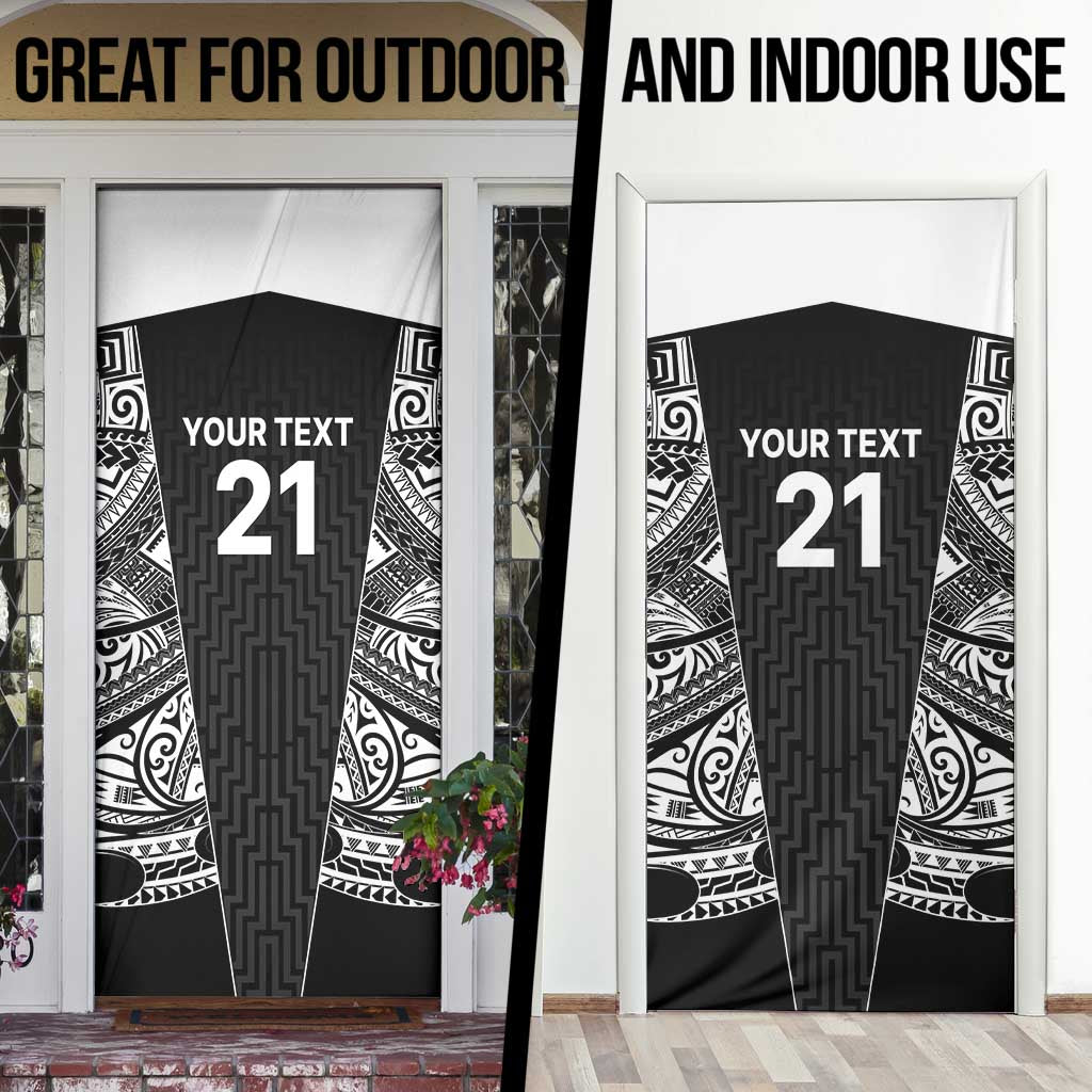 New Zealand Black Fern Custom Door Cover Maori Tukutuku Black-white Motif LT9 - Polynesian Pride