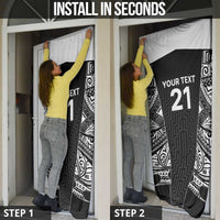 New Zealand Black Fern Custom Door Cover Maori Tukutuku Black-white Motif LT9 - Polynesian Pride