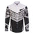 New Zealand Black Fern Custom Family Matching Off Shoulder Maxi Dress and Hawaiian Shirt Maori Tukutuku Black-white Motif