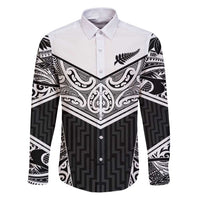 New Zealand Black Fern Custom Family Matching Puletasi and Hawaiian Shirt Maori Tukutuku Black-white Motif