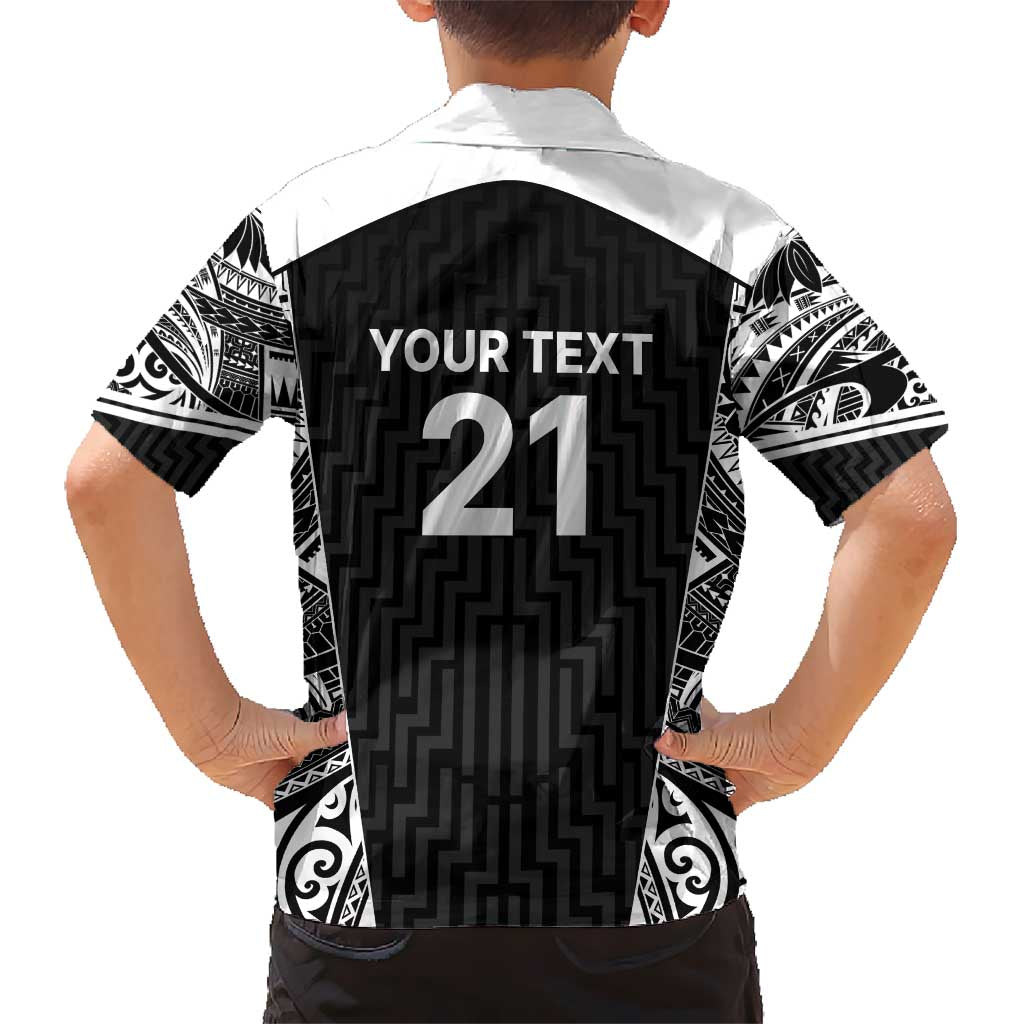 New Zealand Black Fern Custom Hawaiian Shirt Maori Tukutuku Black-white Motif LT9 - Polynesian Pride