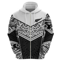 New Zealand Black Fern Custom Hoodie Maori Tukutuku Black-white Motif LT9 - Polynesian Pride