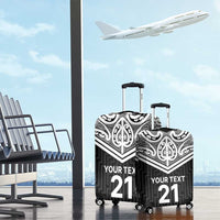 New Zealand Black Fern Custom Luggage Cover Maori Tukutuku Black-white Motif LT9 - Polynesian Pride