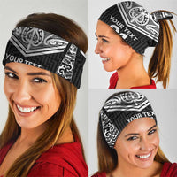 New Zealand Black Fern Custom Neck Gaiter Maori Tukutuku Black-white Motif LT9 - Polynesian Pride