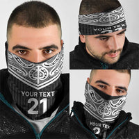 New Zealand Black Fern Custom Neck Gaiter Maori Tukutuku Black-white Motif LT9 - Polynesian Pride