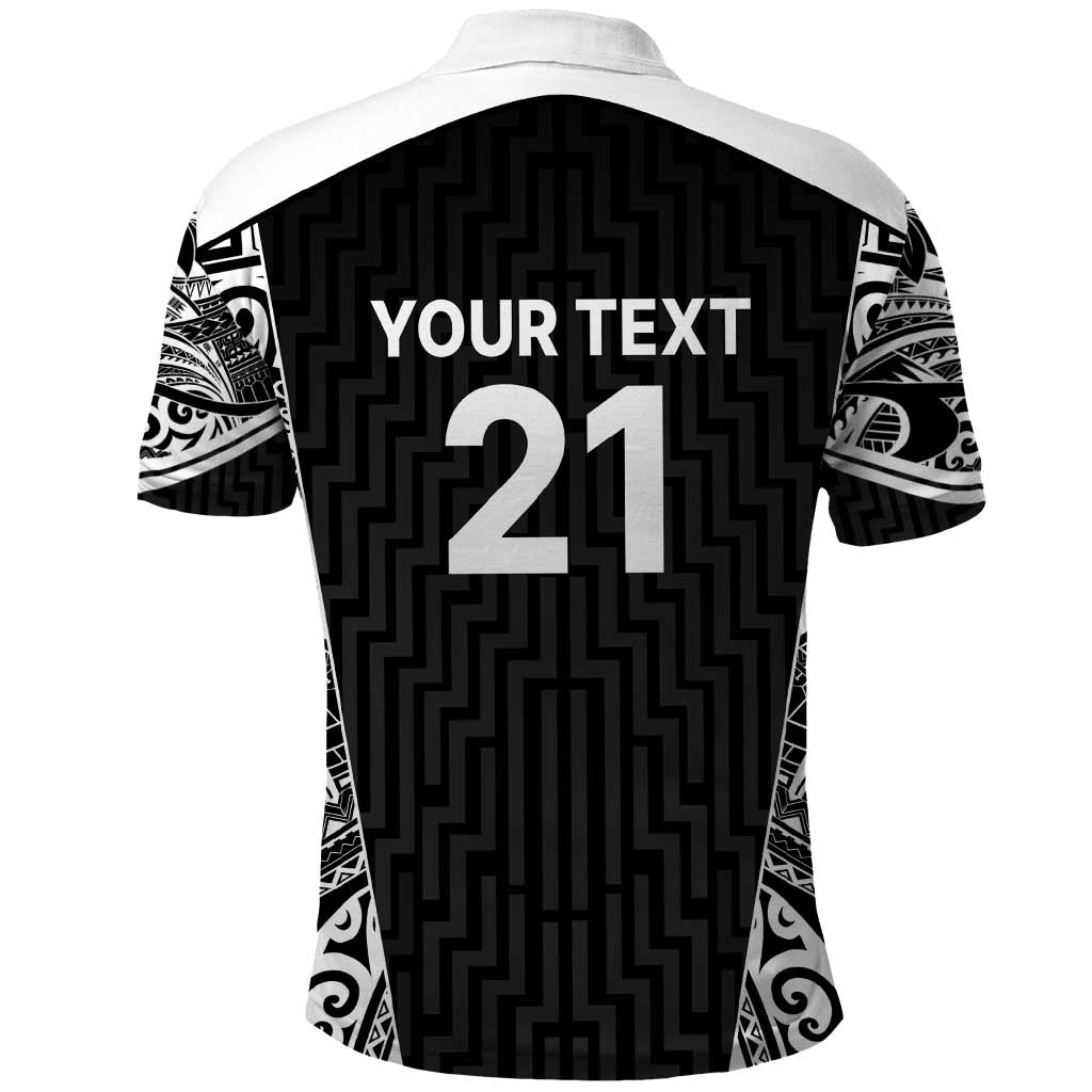 New Zealand Black Fern Custom Polo Shirt Maori Tukutuku Black-white Motif LT9 - Polynesian Pride