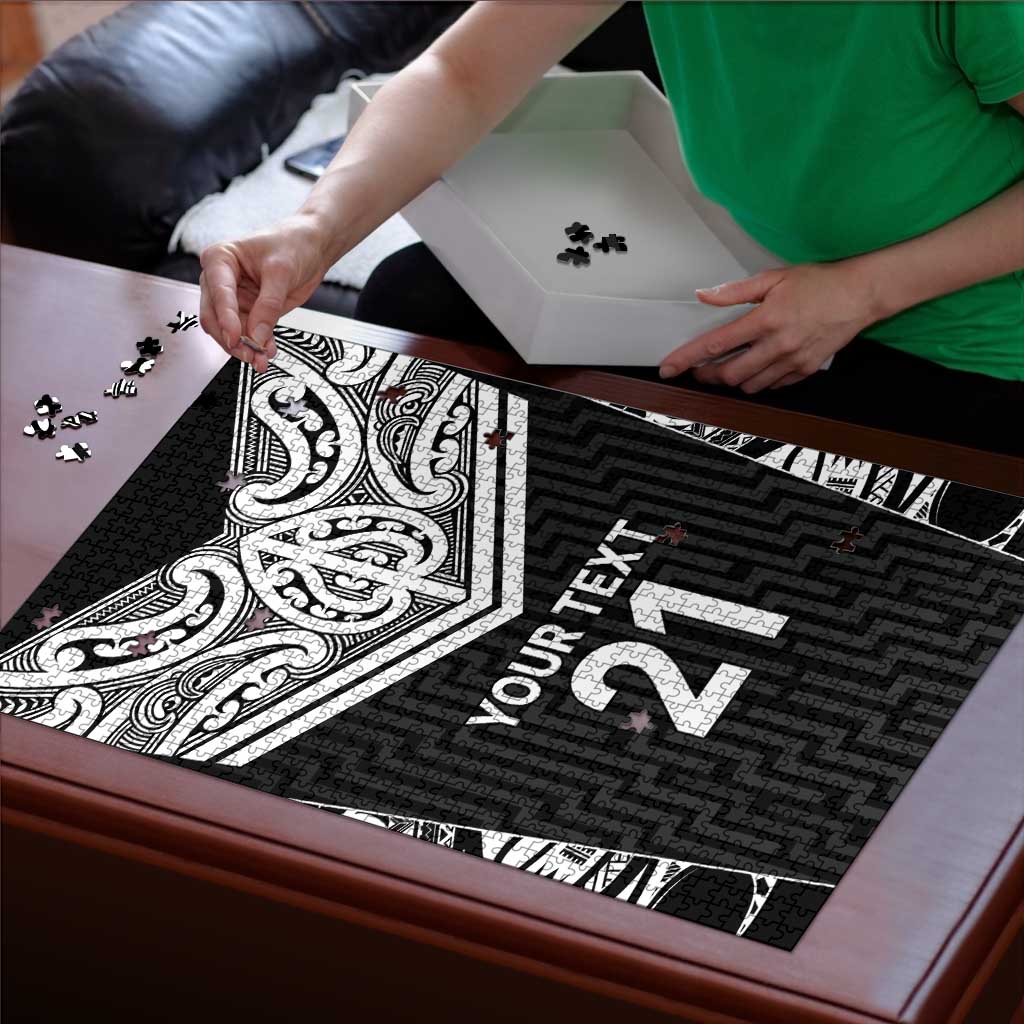 New Zealand Black Fern Custom Puzzle Maori Tukutuku Black-white Motif LT9 - Polynesian Pride