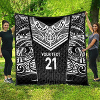 New Zealand Black Fern Custom Quilt Maori Tukutuku Black-white Motif LT9 - Polynesian Pride