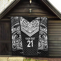 New Zealand Black Fern Custom Quilt Maori Tukutuku Black-white Motif LT9 - Polynesian Pride