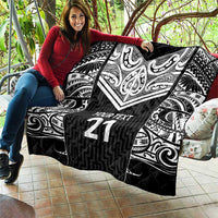 New Zealand Black Fern Custom Quilt Maori Tukutuku Black-white Motif LT9 - Polynesian Pride