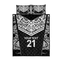 New Zealand Black Fern Custom Quilt Bed Set Maori Tukutuku Black-white Motif LT9 - Polynesian Pride