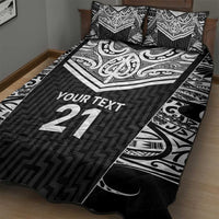 New Zealand Black Fern Custom Quilt Bed Set Maori Tukutuku Black-white Motif LT9 - Polynesian Pride