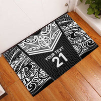 New Zealand Black Fern Custom Rubber Doormat Maori Tukutuku Black-white Motif LT9 - Polynesian Pride