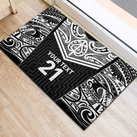 New Zealand Black Fern Custom Rubber Doormat Maori Tukutuku Black-white Motif LT9 - Polynesian Pride