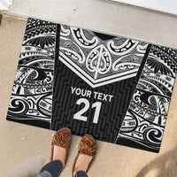 New Zealand Black Fern Custom Rubber Doormat Maori Tukutuku Black-white Motif LT9 - Polynesian Pride
