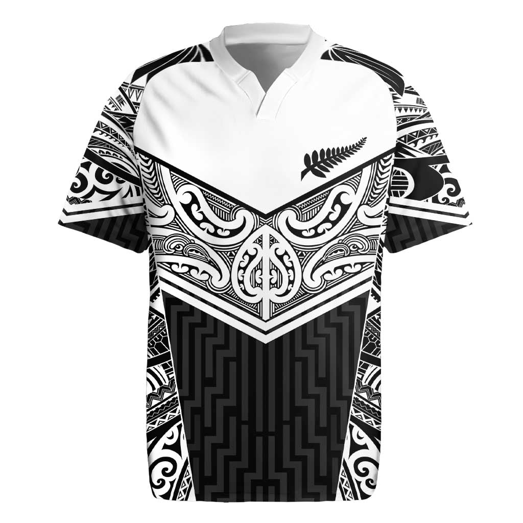 New Zealand Black Fern Custom Rugby Jersey Maori Tukutuku Black-white Motif LT9 White - Polynesian Pride