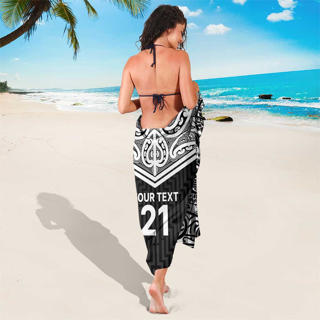 New Zealand Black Fern Custom Sarong Maori Tukutuku Black-white Motif LT9 - Polynesian Pride