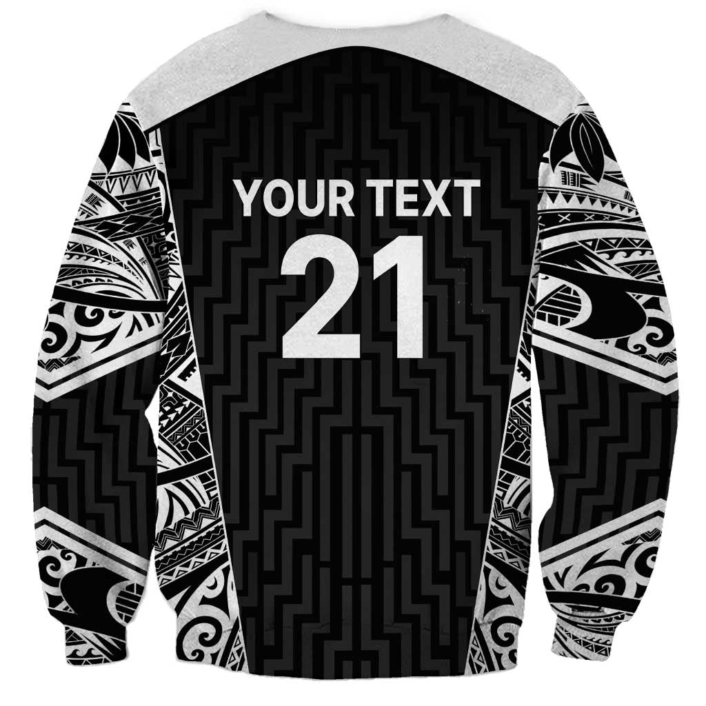 New Zealand Black Fern Custom Sweatshirt Maori Tukutuku Black-white Motif