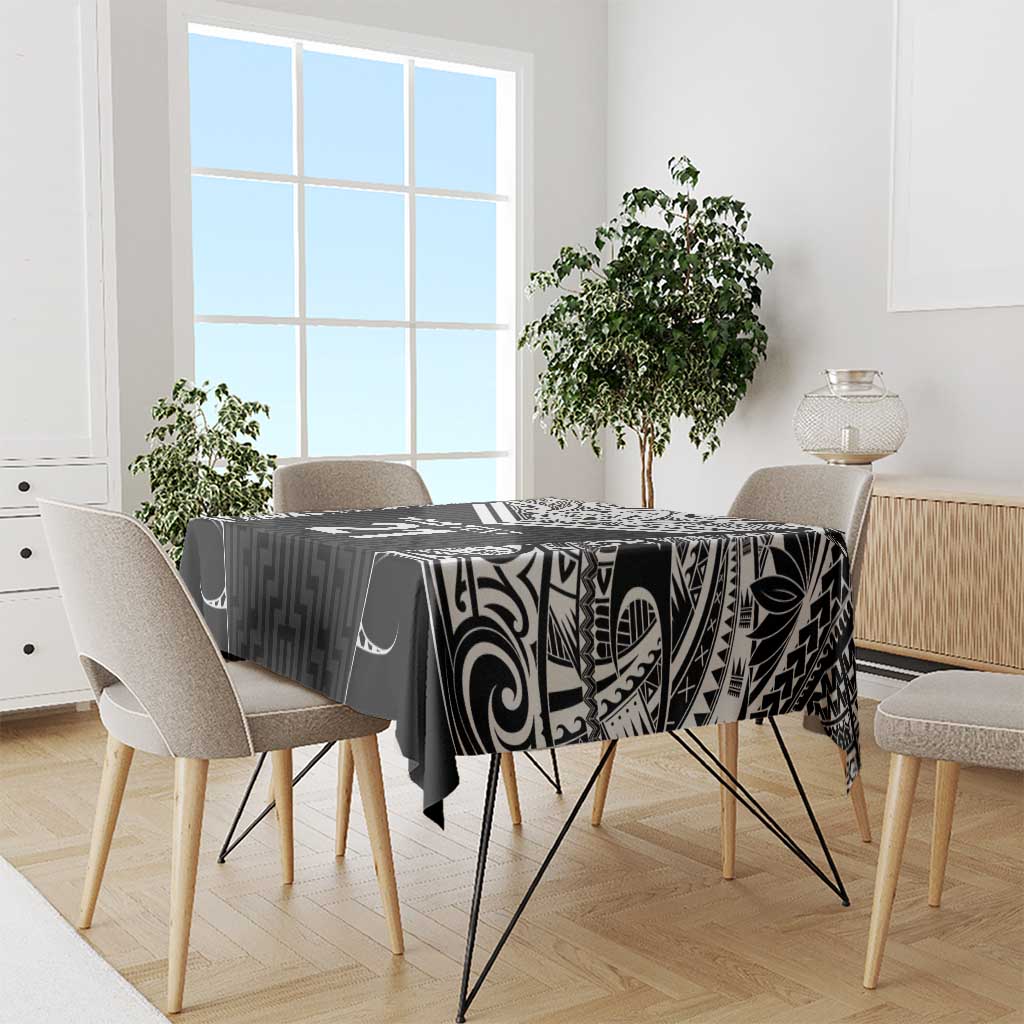 New Zealand Black Fern Custom Tablecloth Maori Tukutuku Black-white Motif LT9 - Polynesian Pride